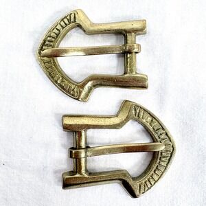 Vintage Solid Brass Viking Rus Buckles Set of 2 Cast Brass.
